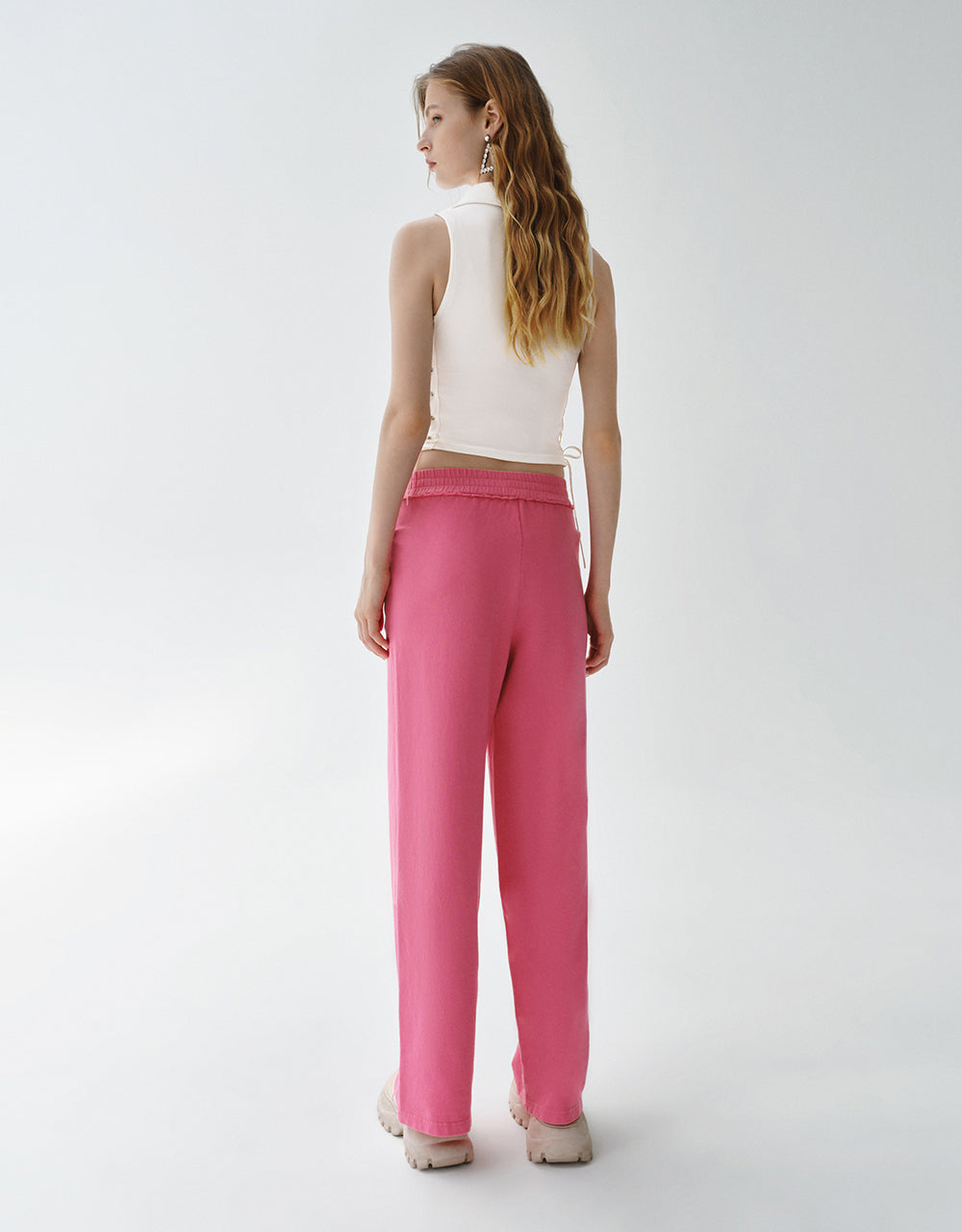 Elastic Waist Knitted Straight Pants