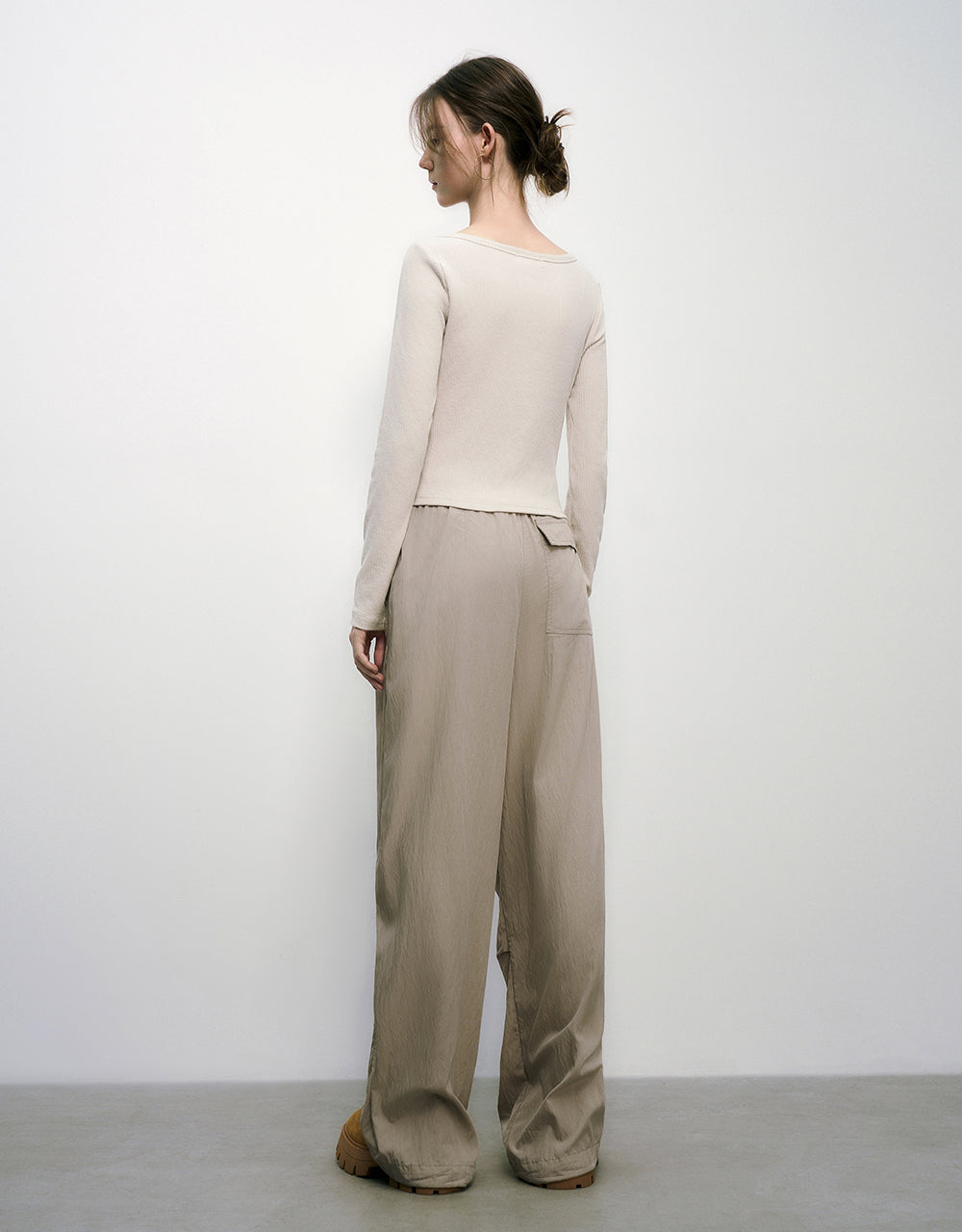 Drawstring Waist Wide-Leg Pants