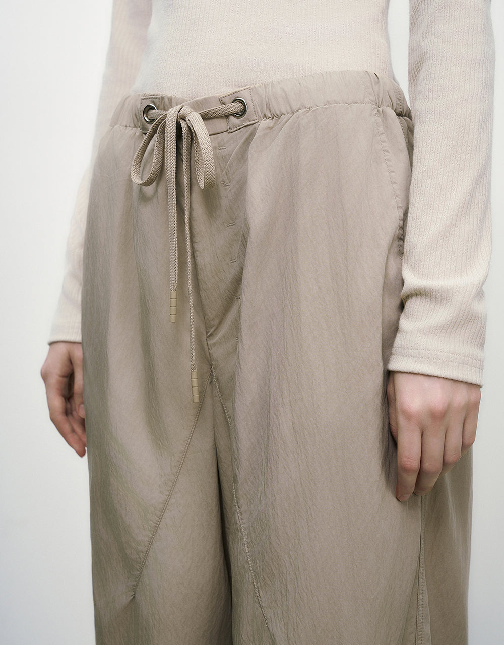 Drawstring Waist Wide-Leg Pants