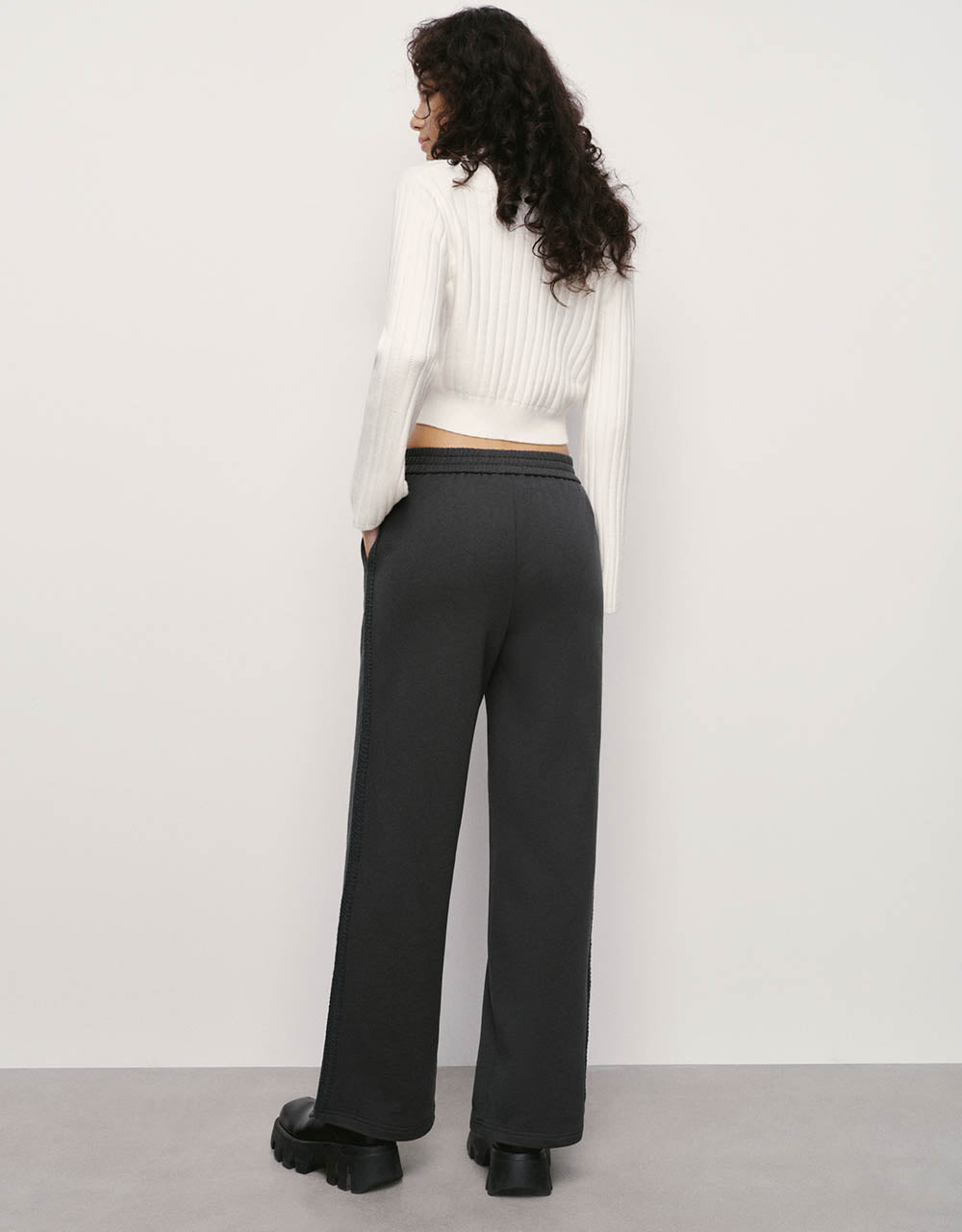 Elastic Waist Knitted Wide-Leg Pants