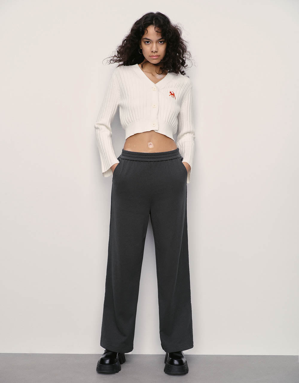 Elastic Waist Knitted Wide-Leg Pants