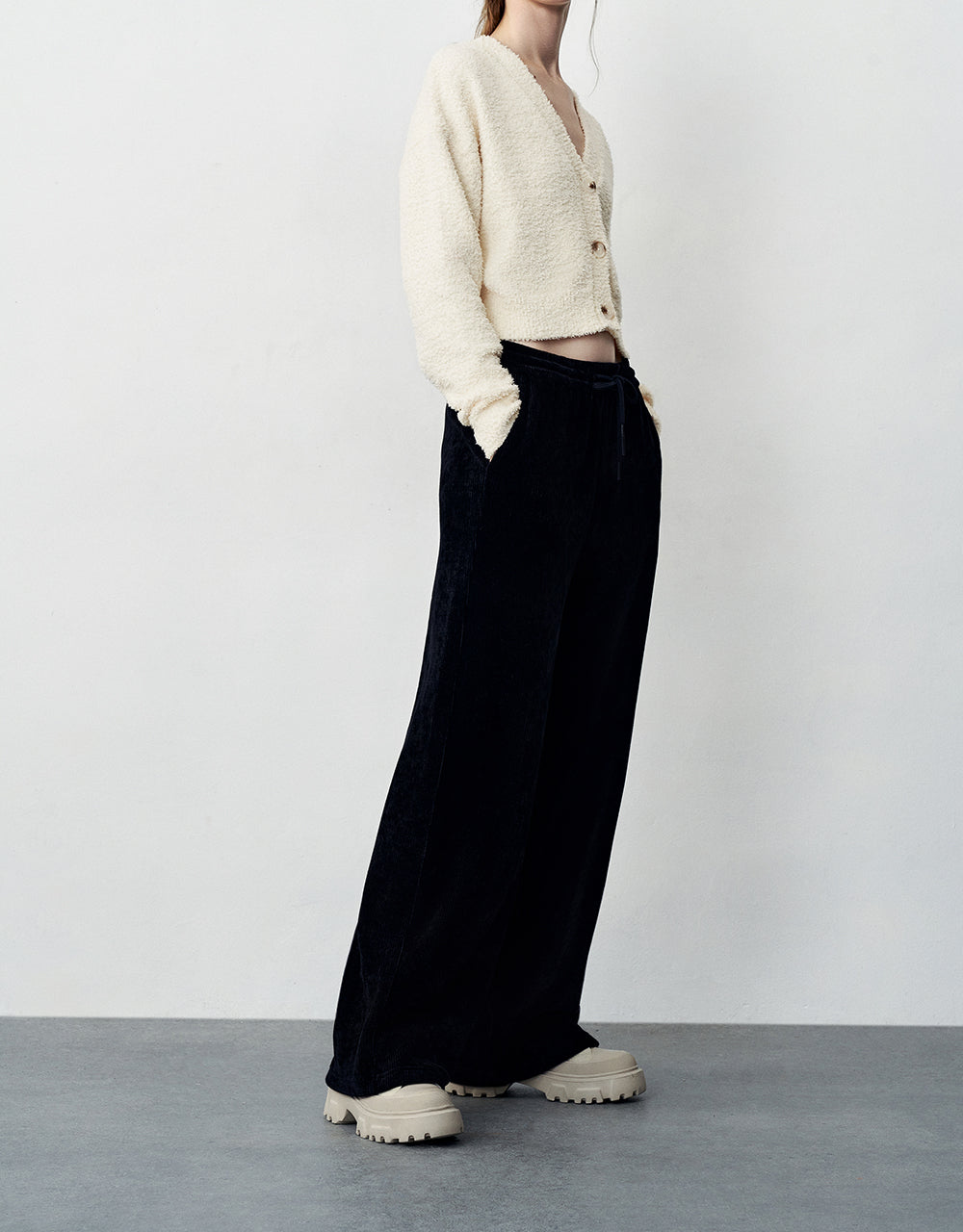 Drawstring Waist Knitted Straight Pants