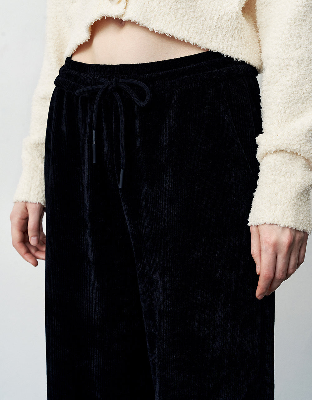 Drawstring Waist Knitted Straight Pants