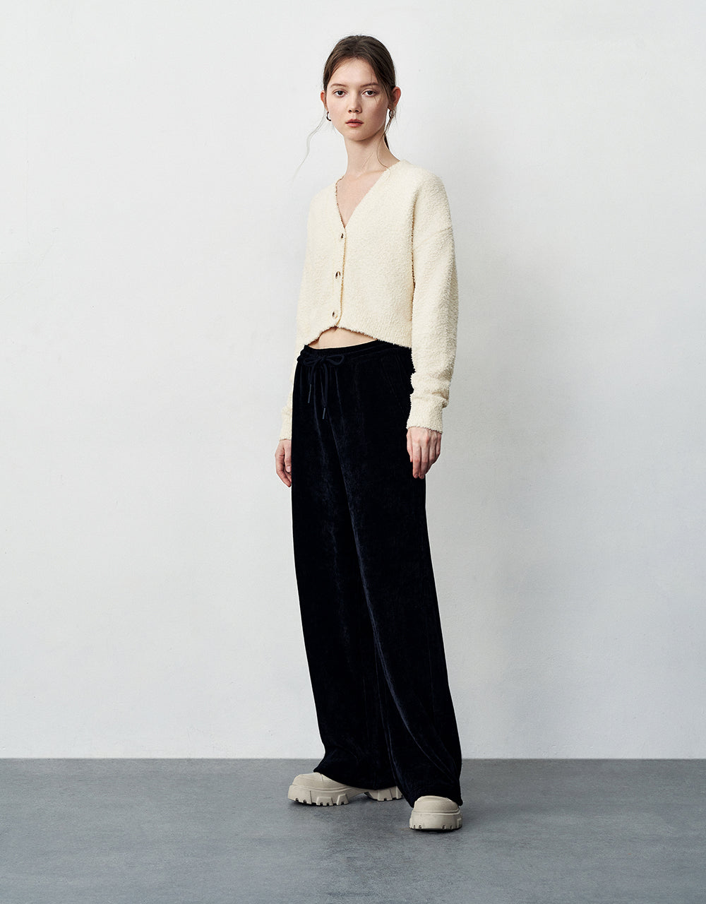 Drawstring Waist Knitted Straight Pants