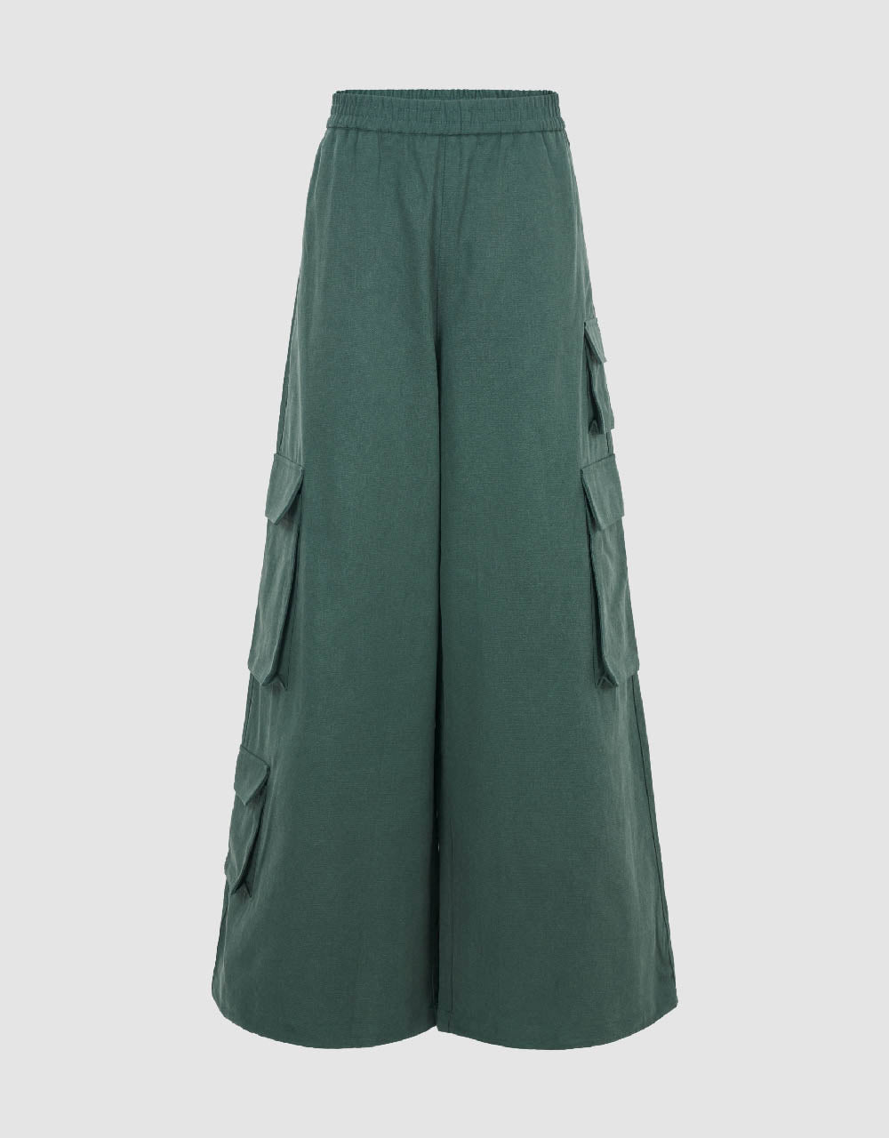 Elastic Waist Wide-Leg Pants