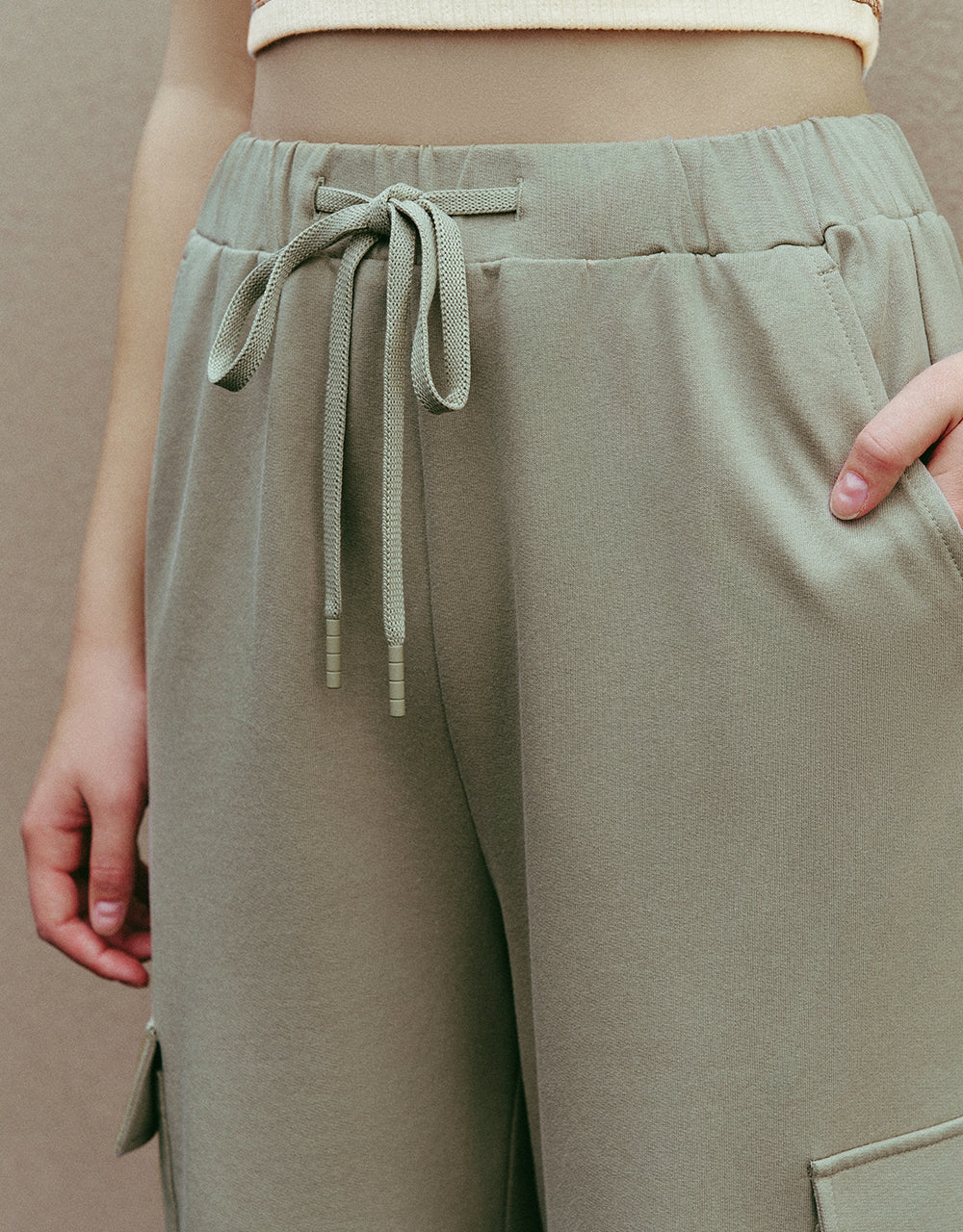 Drawstring Waist Knitted Straight Pants