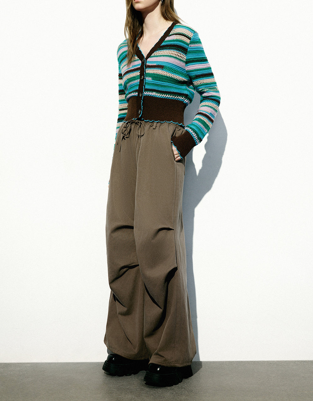 Drawstring Waist Wide-Leg Pants