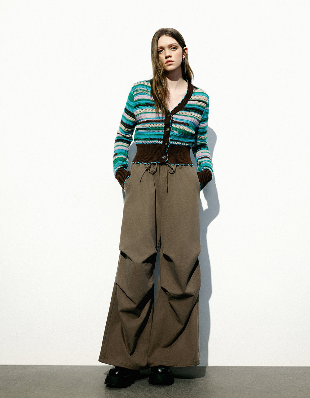 Drawstring Waist Wide-Leg Pants