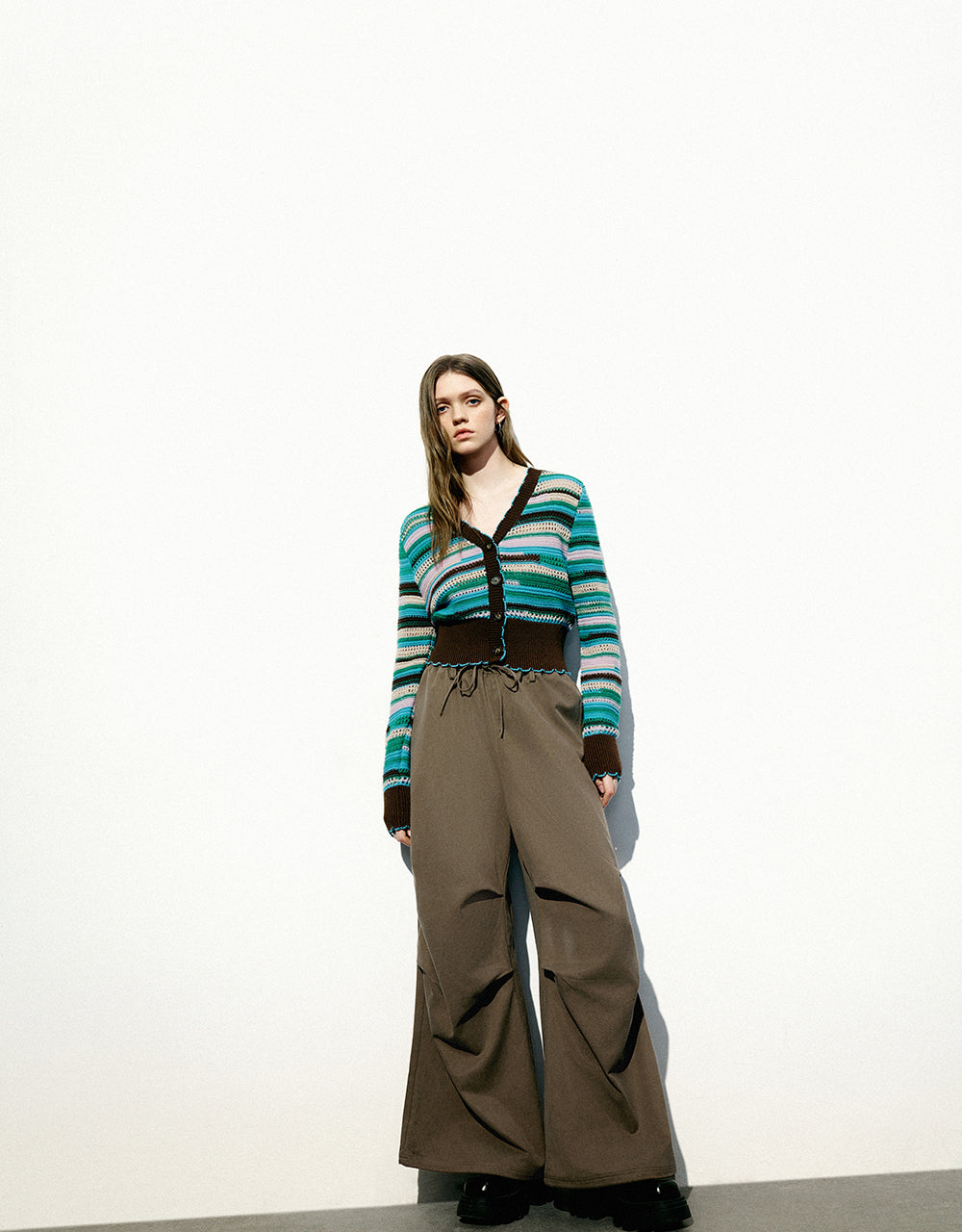 Drawstring Waist Wide-Leg Pants