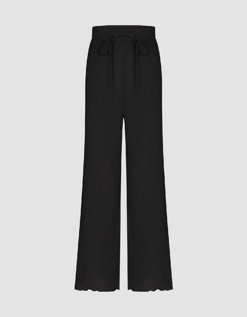 Drawstring Waist Straight Pants