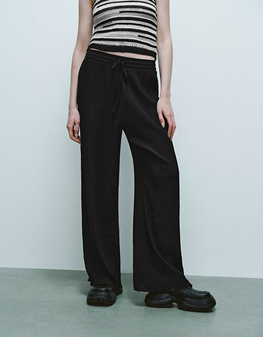 Drawstring Waist Straight Pants