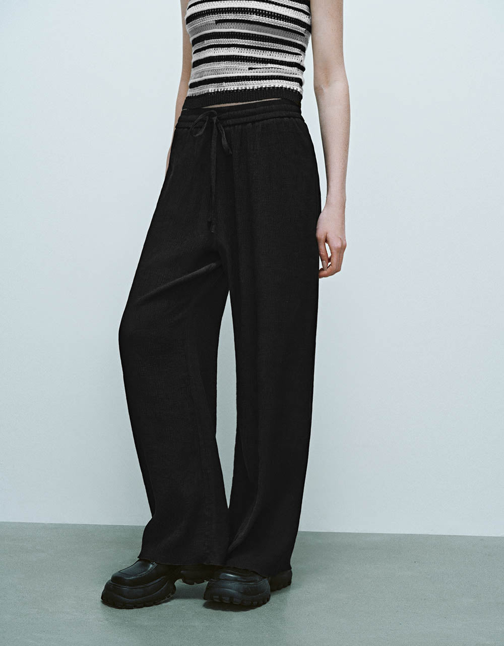 Drawstring Waist Straight Pants