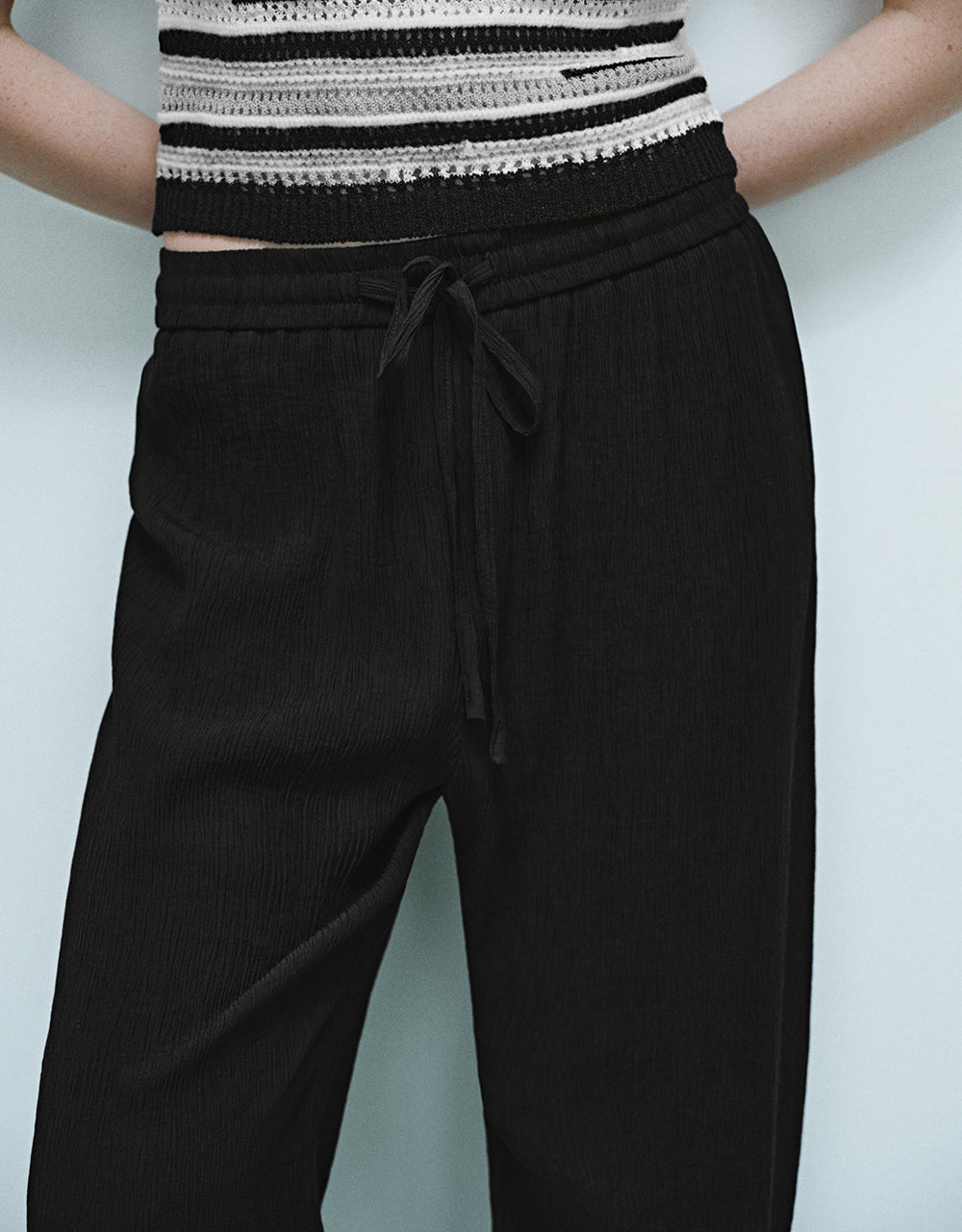 Drawstring Waist Straight Pants