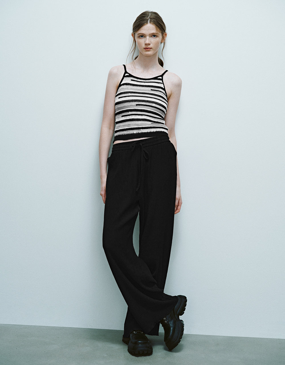 Drawstring Waist Straight Pants