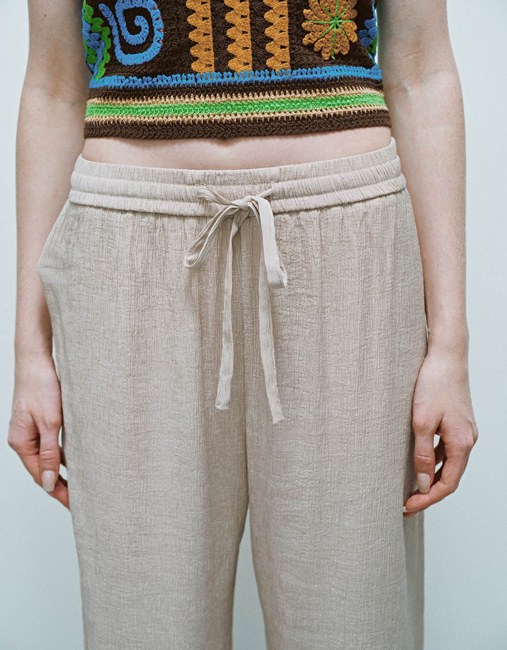 Drawstring Waist Straight Pants