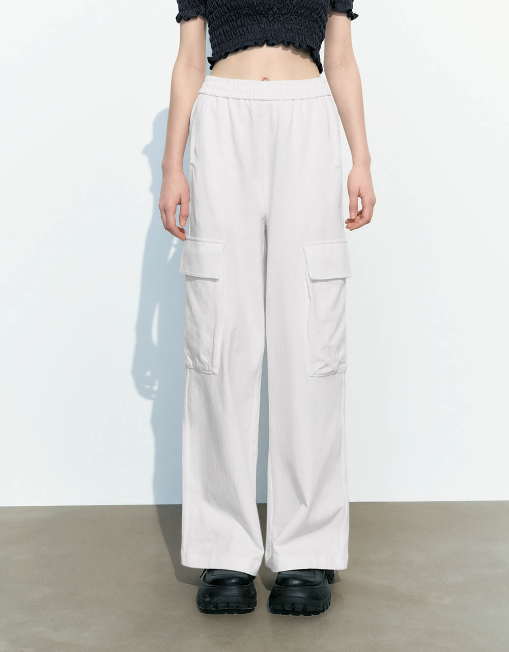 Drawstring Waist Knitted Wide-Leg Pants