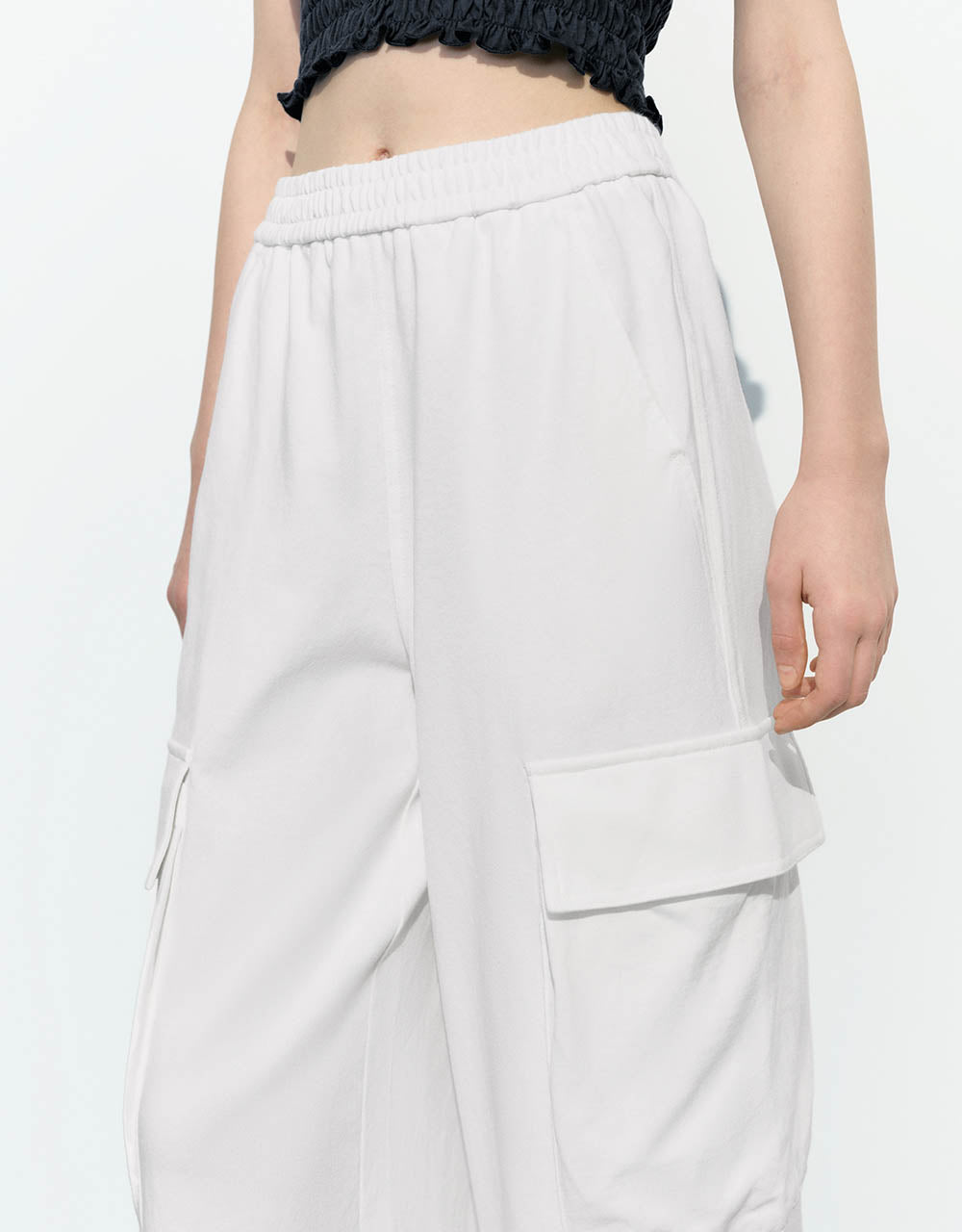 Drawstring Waist Knitted Wide-Leg Pants