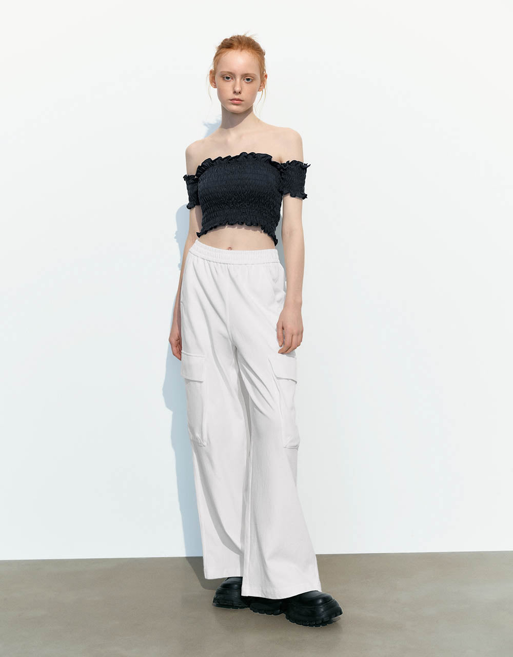 Drawstring Waist Knitted Wide-Leg Pants