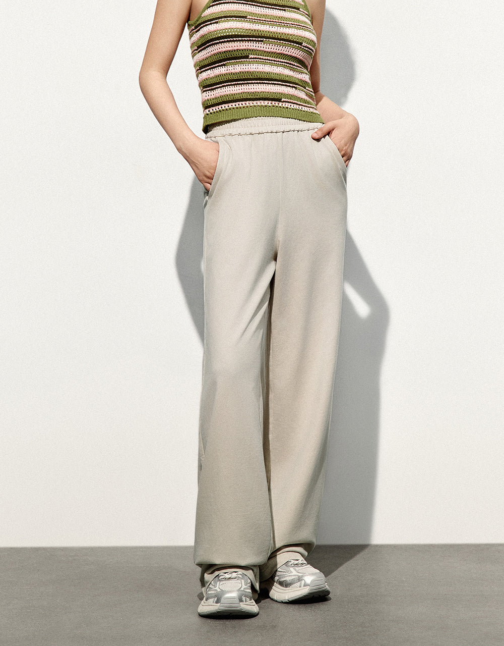 Elastic Waisted Knitted Straight Pants