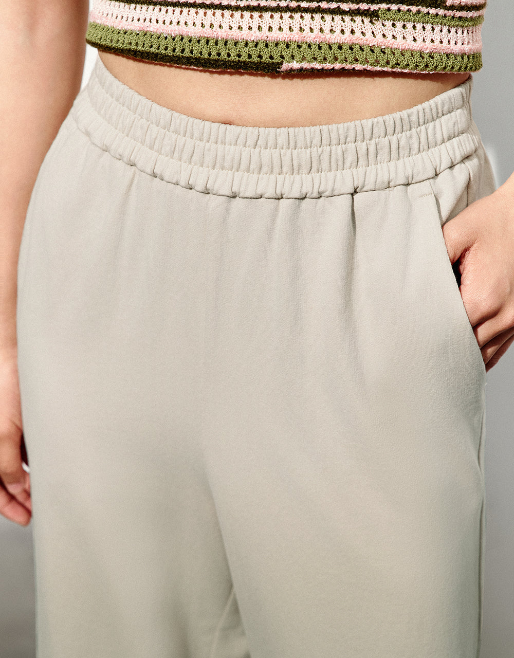 Elastic Waisted Knitted Straight Pants