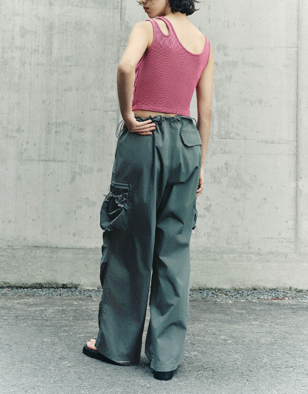 Drawstring Waist Wide-Leg Pants