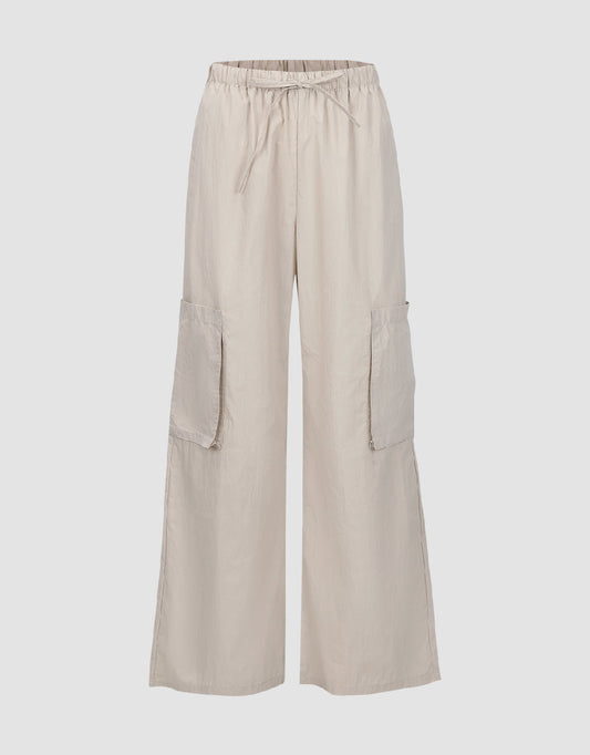 Drawstring Waist Wide-Leg Pants