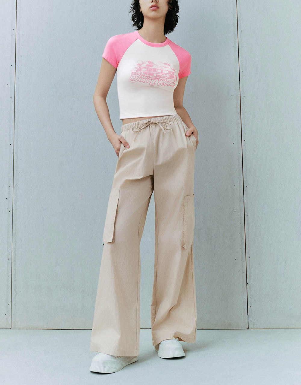 Drawstring Waist Wide-Leg Pants