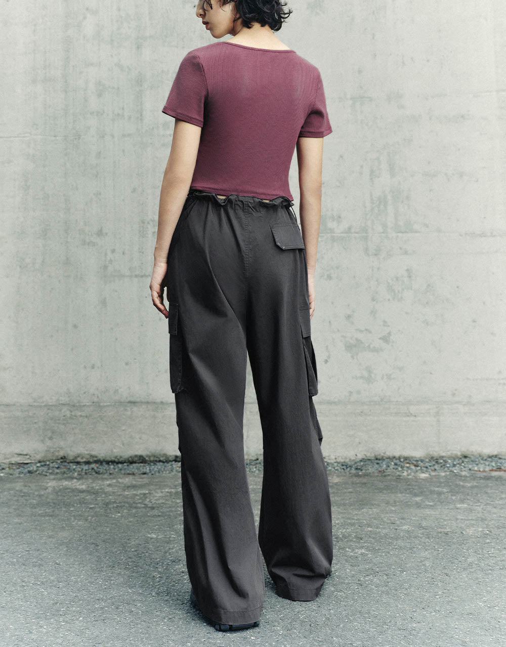 Drawstring Waist Wide-Leg Pants