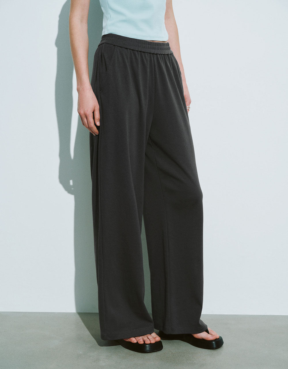 Elastic Wasit Knitted Wide-Leg Pants