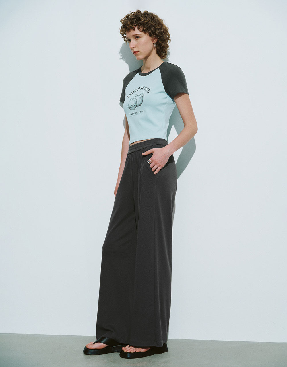 Elastic Wasit Knitted Wide-Leg Pants