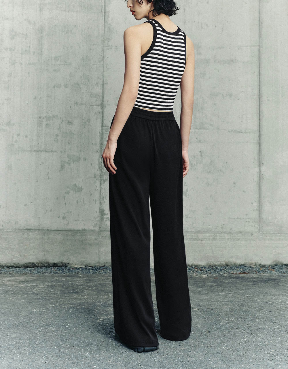 Elastic Wasit Knitted Wide-Leg Pants