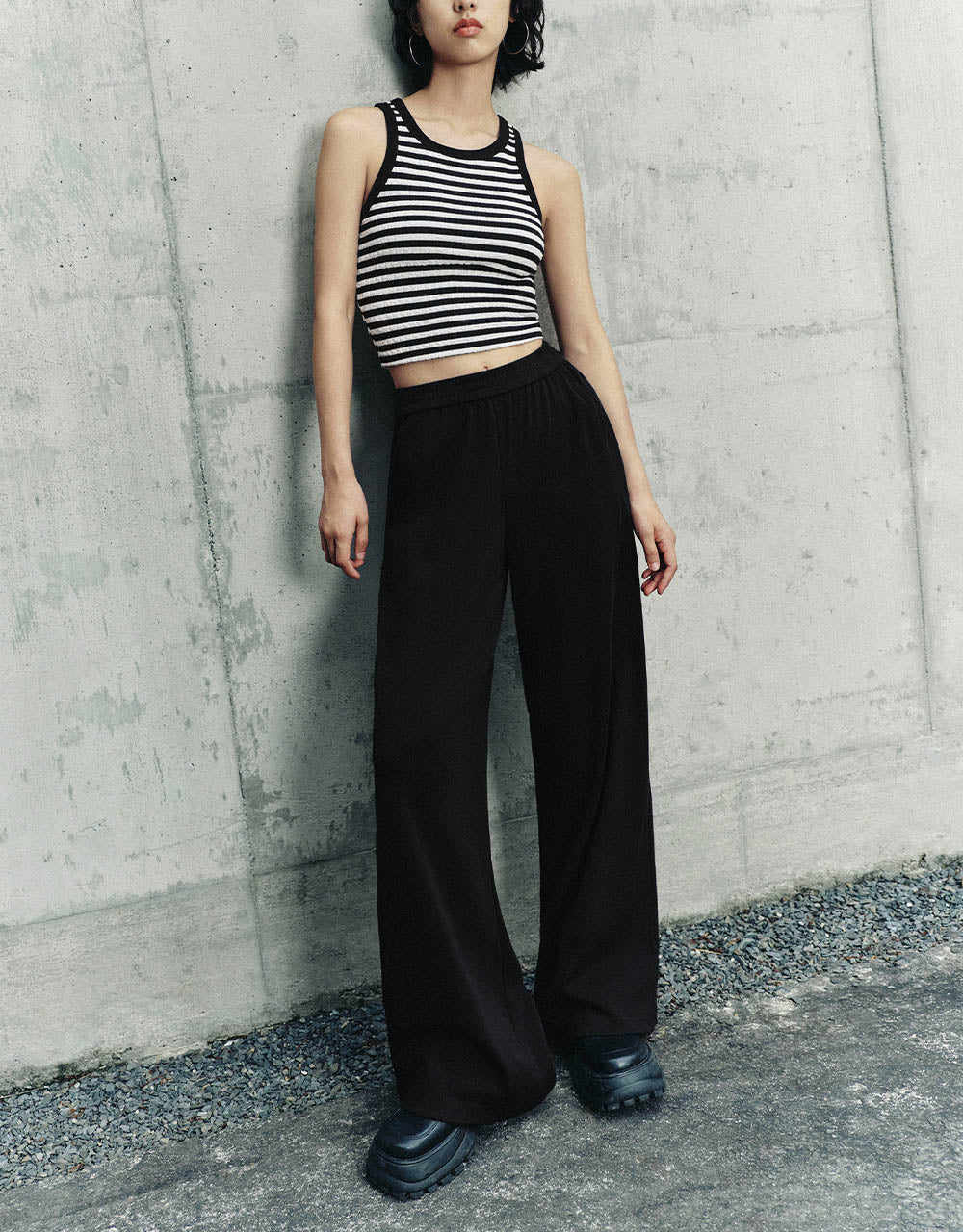 Elastic Wasit Knitted Wide-Leg Pants