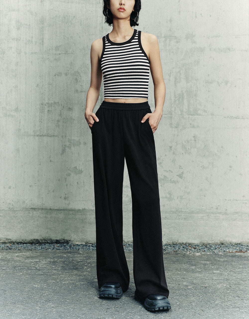 Elastic Wasit Knitted Wide-Leg Pants