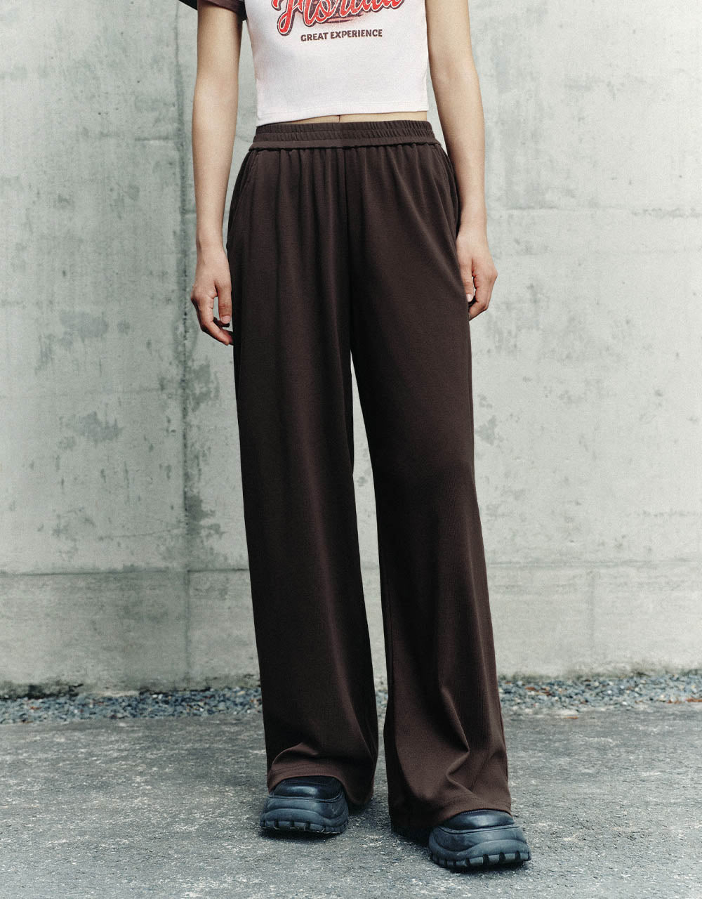 Elastic Wasit Knitted Wide-Leg Pants