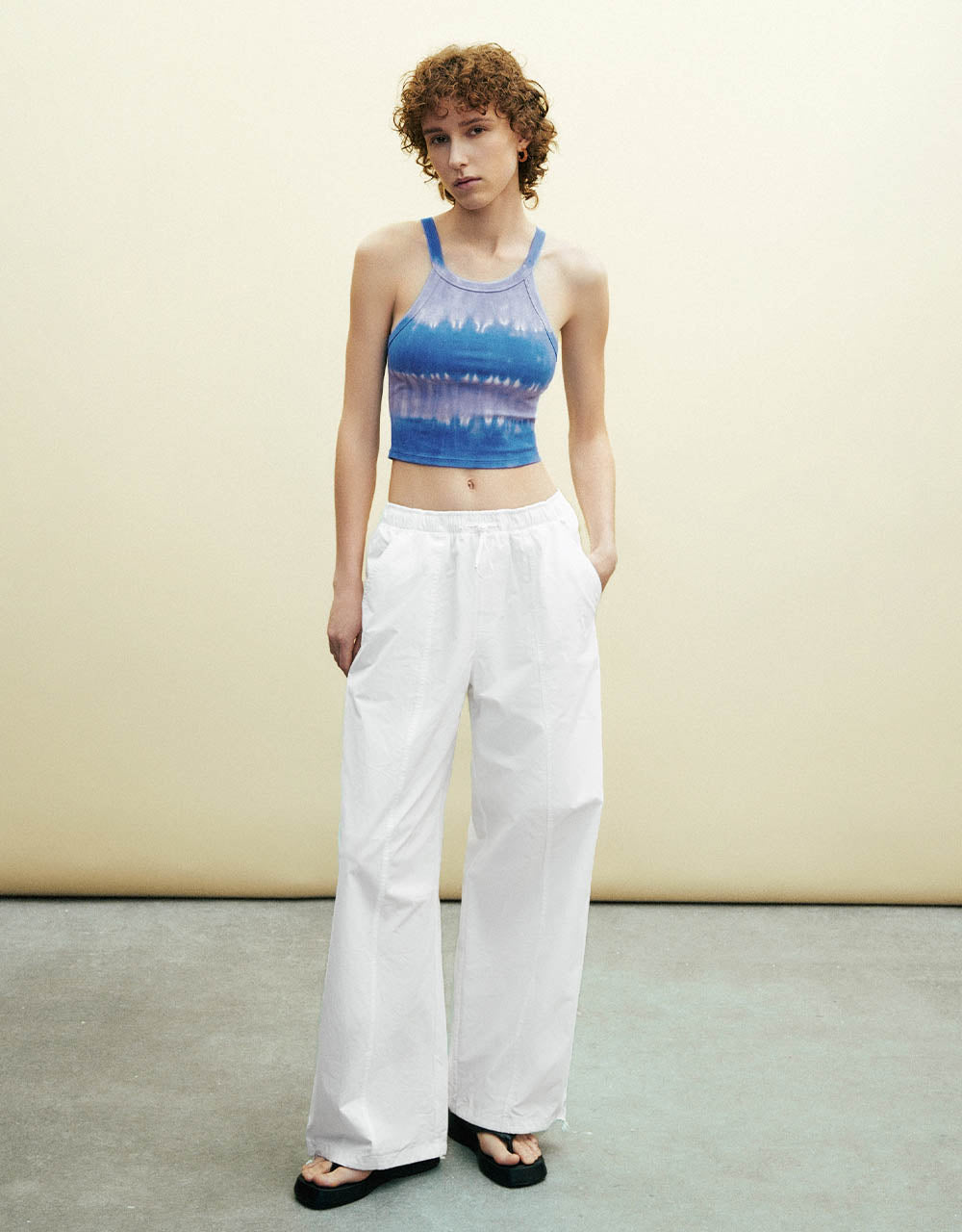 Drawstring Waist Wide-Leg Pants