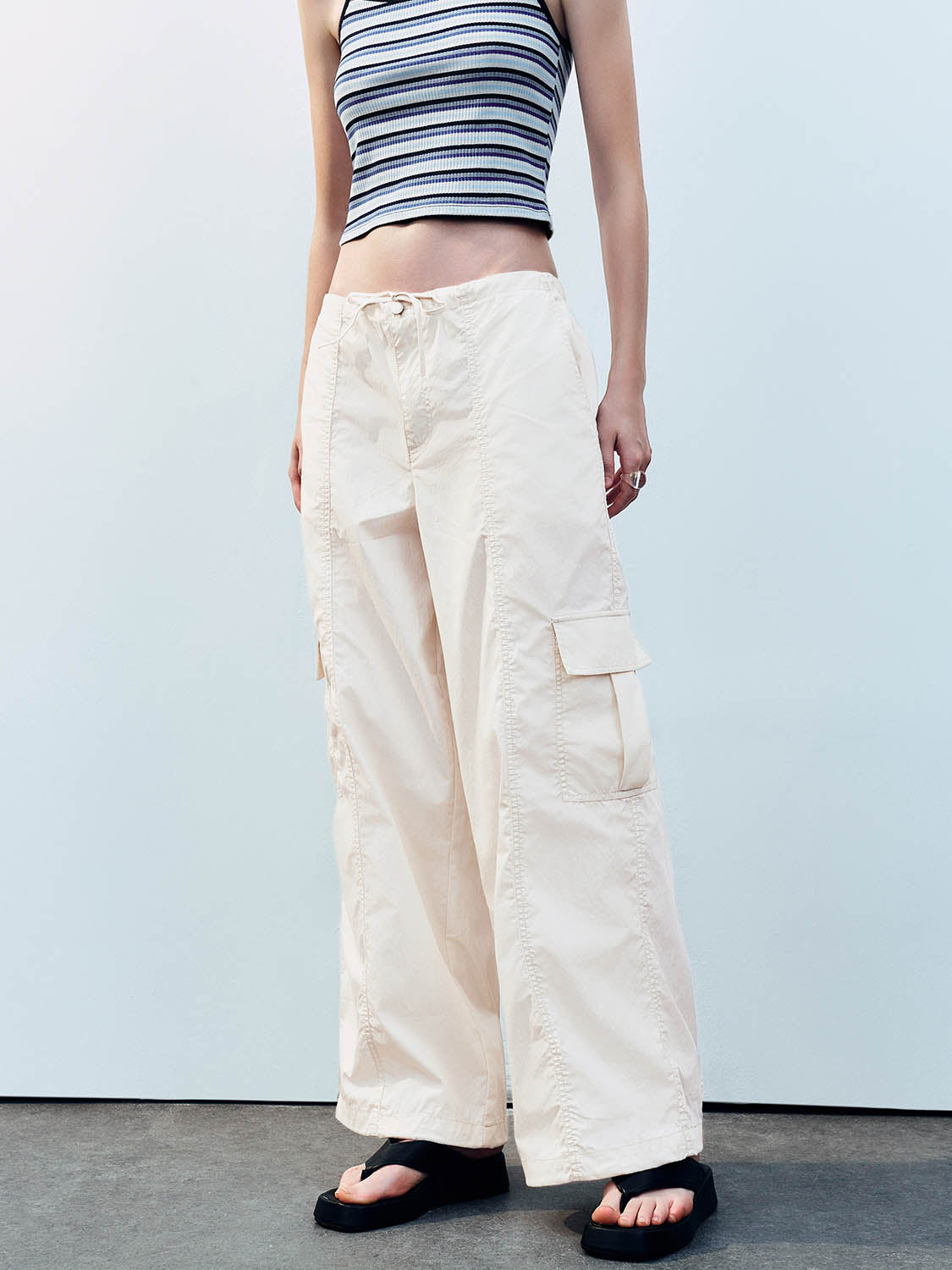 Drawstring Waist Straight Pants