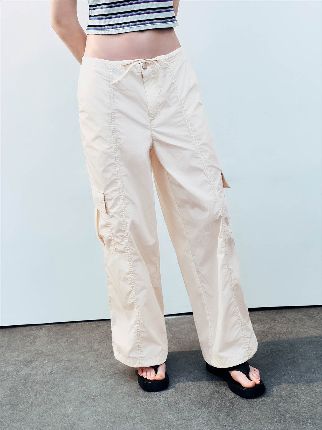 Drawstring Waist Straight Pants