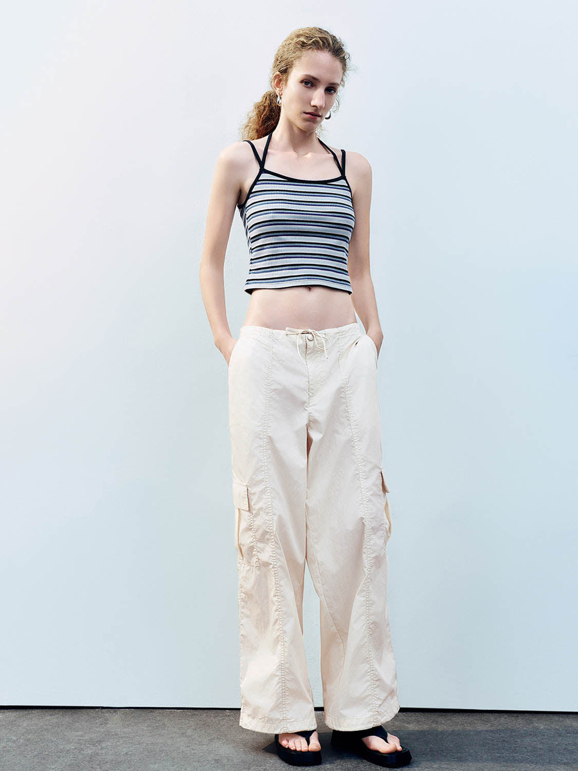 Drawstring Waist Straight Pants