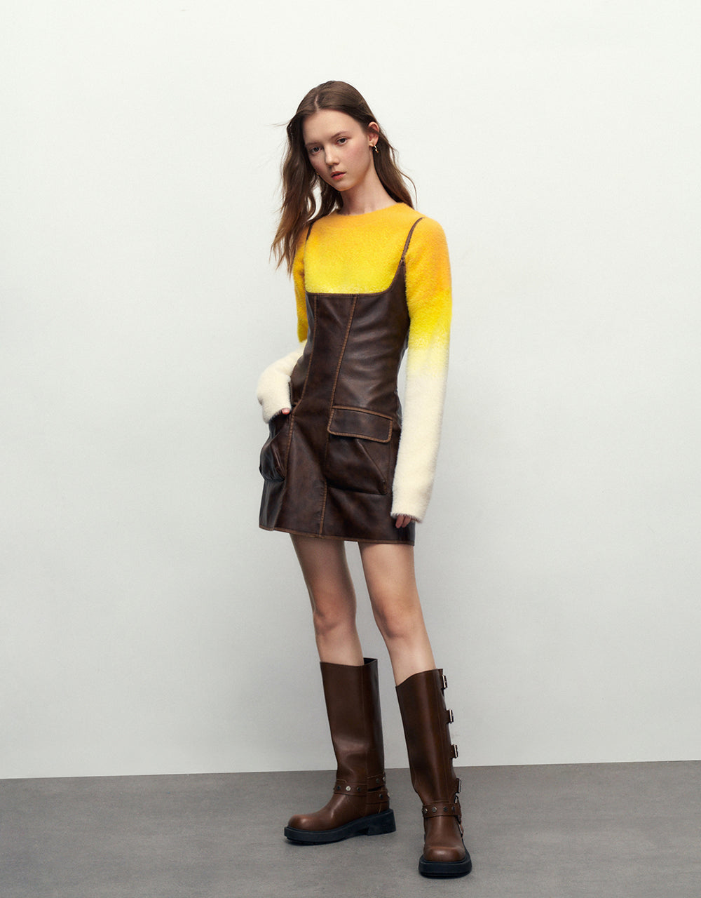 Sleeveless Vegan Leather A-Line Dress