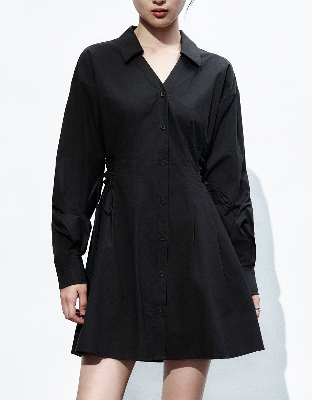 Lace Up Side Skater Shirt Dress