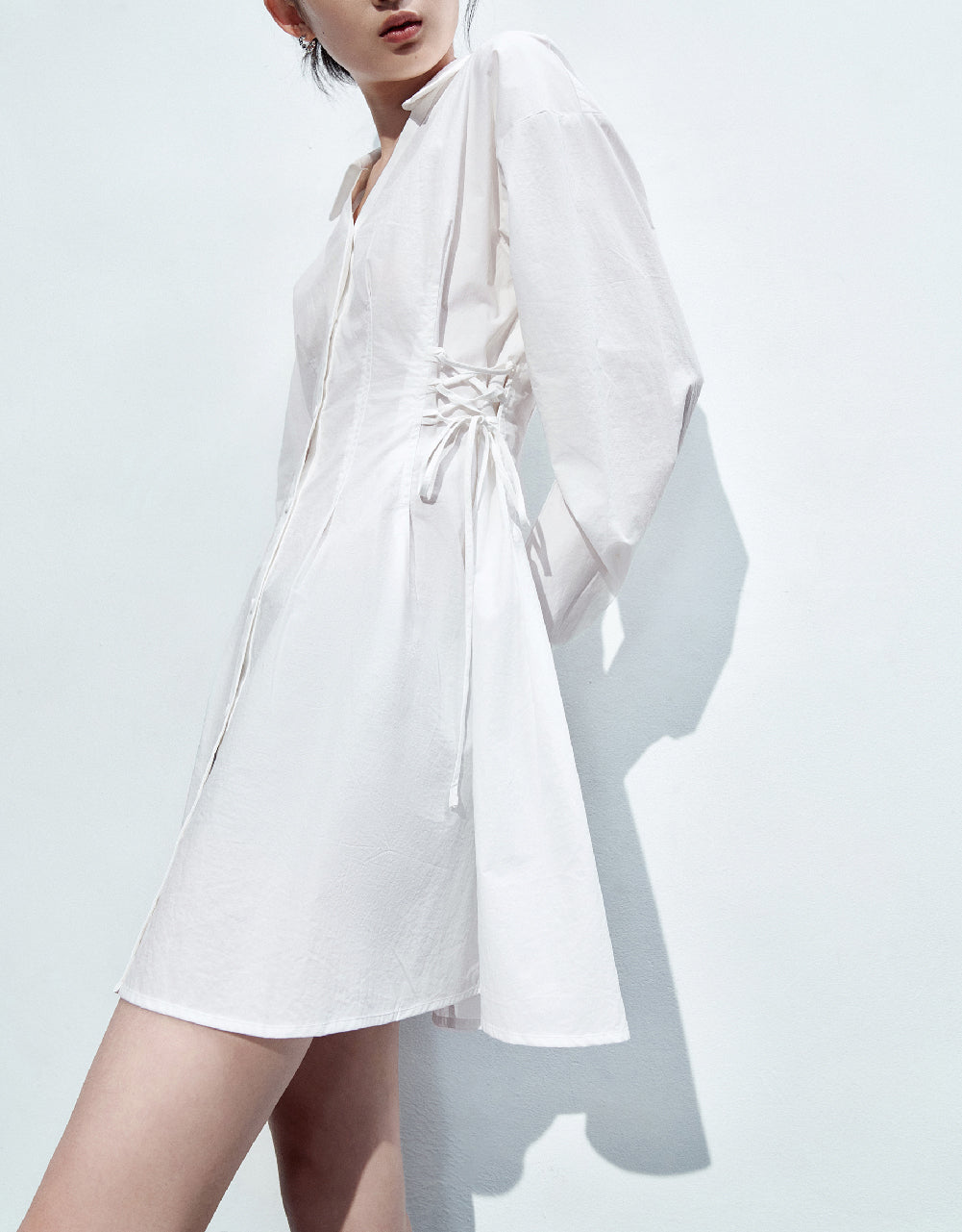 Lace Up Side Skater Shirt Dress