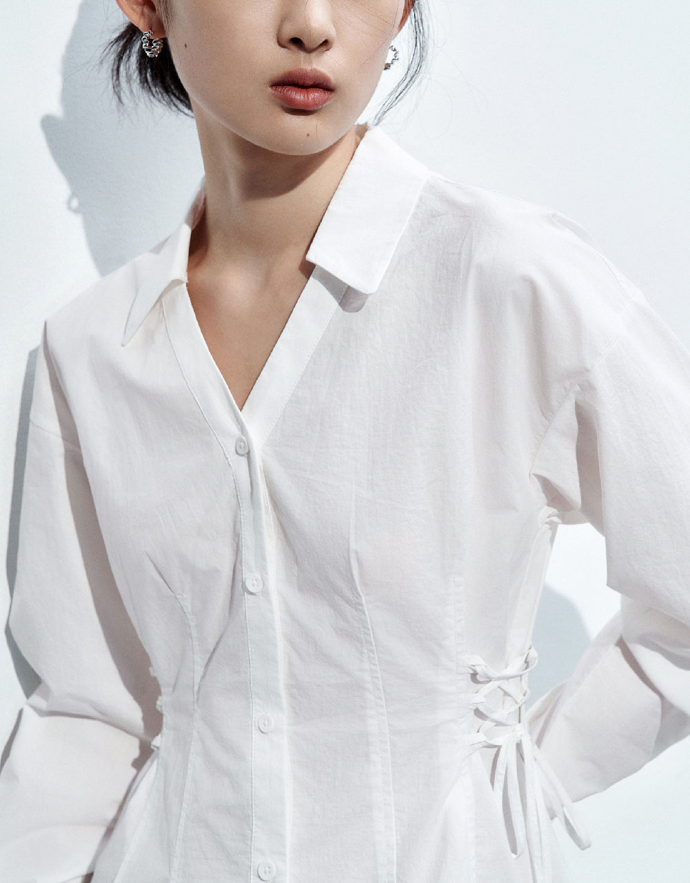 Lace Up Side Skater Shirt Dress