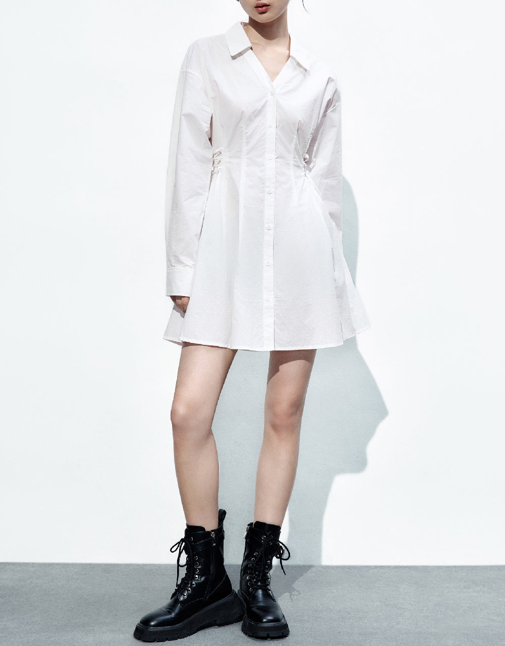 Lace Up Side Skater Shirt Dress