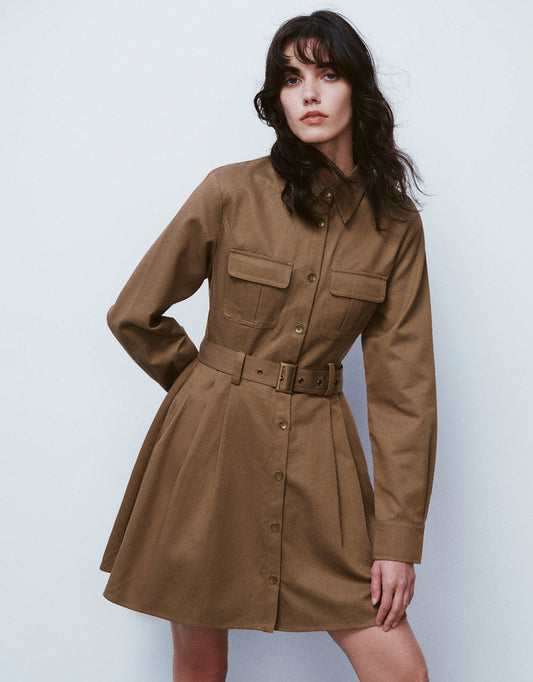 A-Line Shirt Dress With Belt