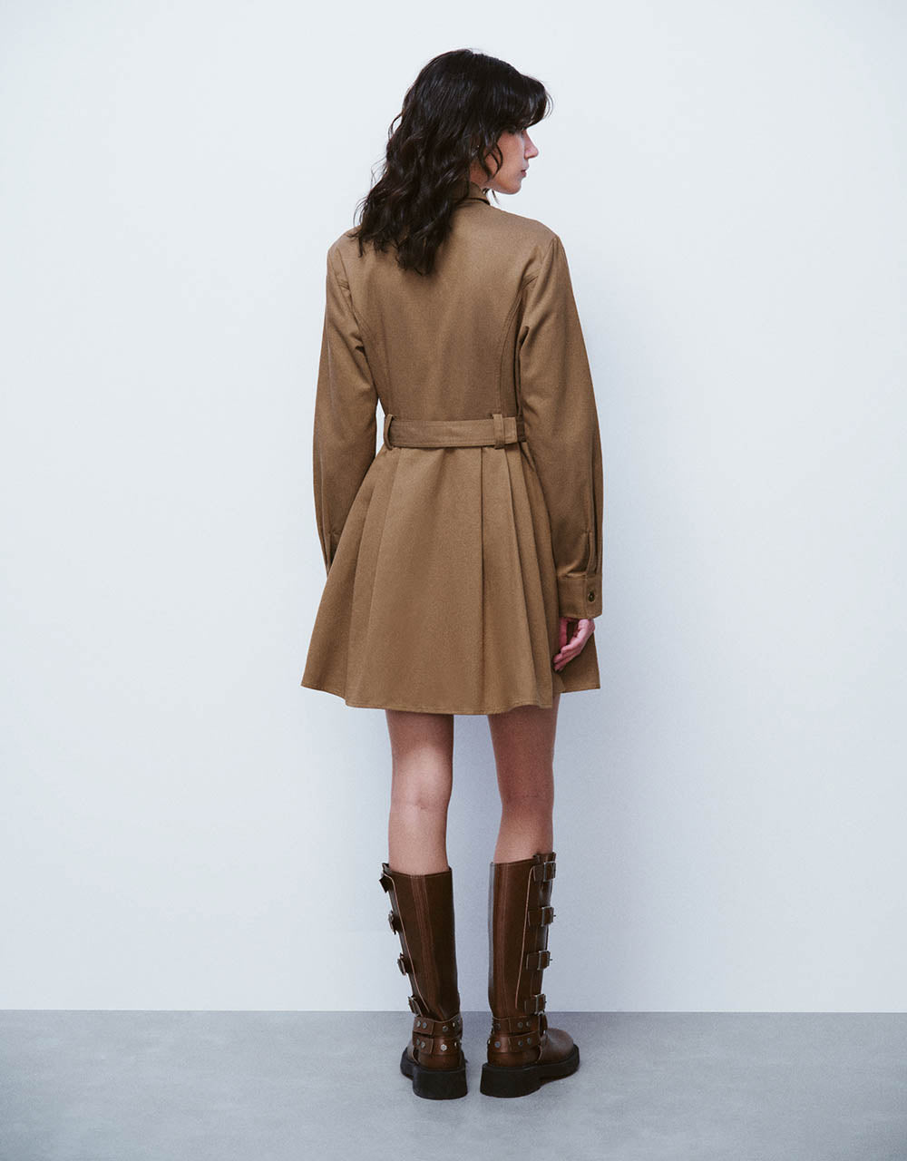 A-Line Shirt Dress With Belt