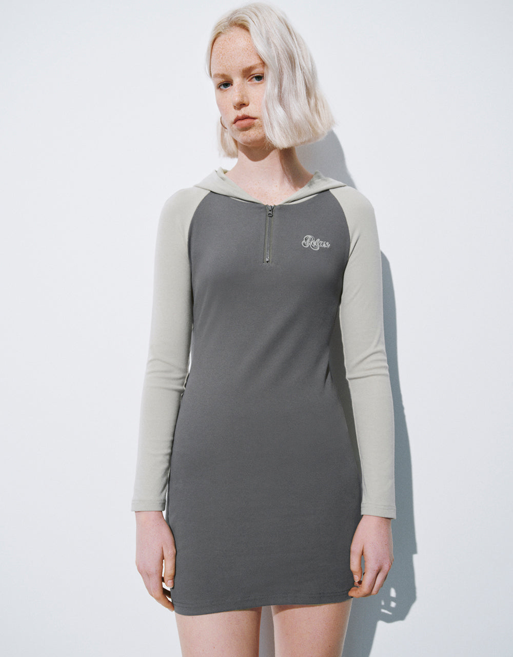 Raglan Sleeve Hooded Skinny Dress