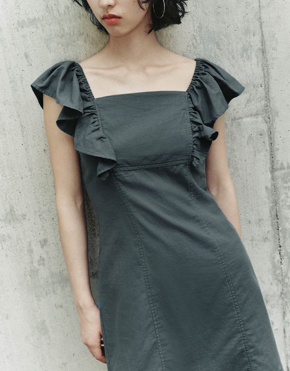 Sleeveless Square-cut Collar A-Line Dress