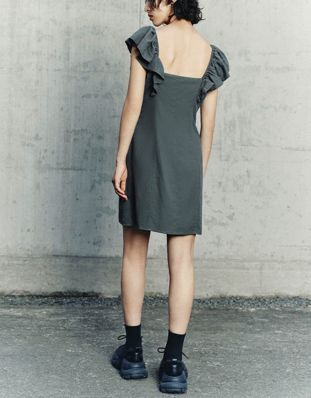 Sleeveless Square-cut Collar A-Line Dress