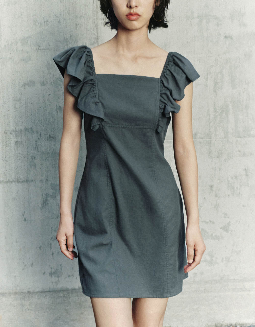 Sleeveless Square-cut Collar A-Line Dress