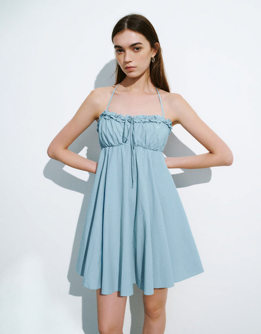 Halter Neck Off-Shoulder A-Line Dress